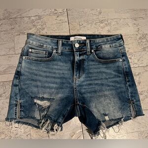 Zenana Outfitters Blue Jean Shorts Distressed hem.